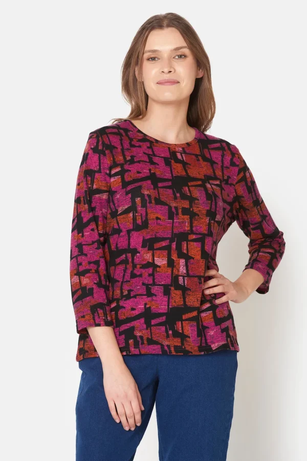 T-shirt Med 3/4 ærmer - Fuchsia Red