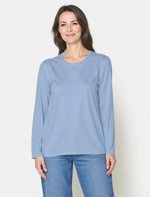 T-shirt Med Rund Hals - Chambray Blue